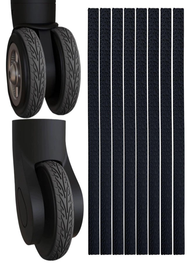 Ceoyiler Luggage Wheel Covers Luggage Wheel Protector 8 Pcs Silent Noise Reduction Shock Absorbing Caster Cover for Carry-on Luggage with Wheels (Black) - Image 1